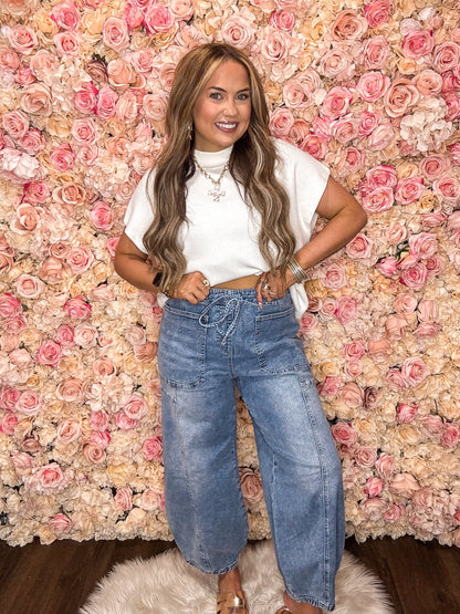 Drawstring Barrel Jeans