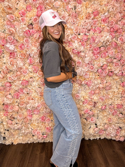 Beau Blue Pearl Split Wide Leg Jeans