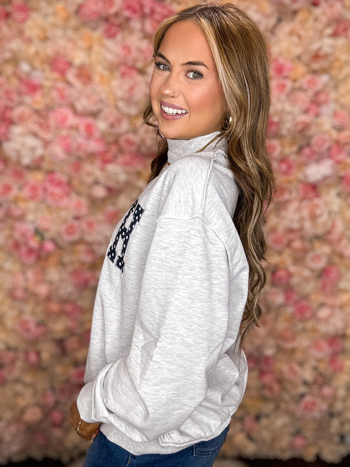 Polka Dot Faith Mock Neck Sweatshirt