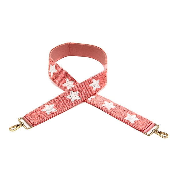 Pink Star Beaded Purse Strap