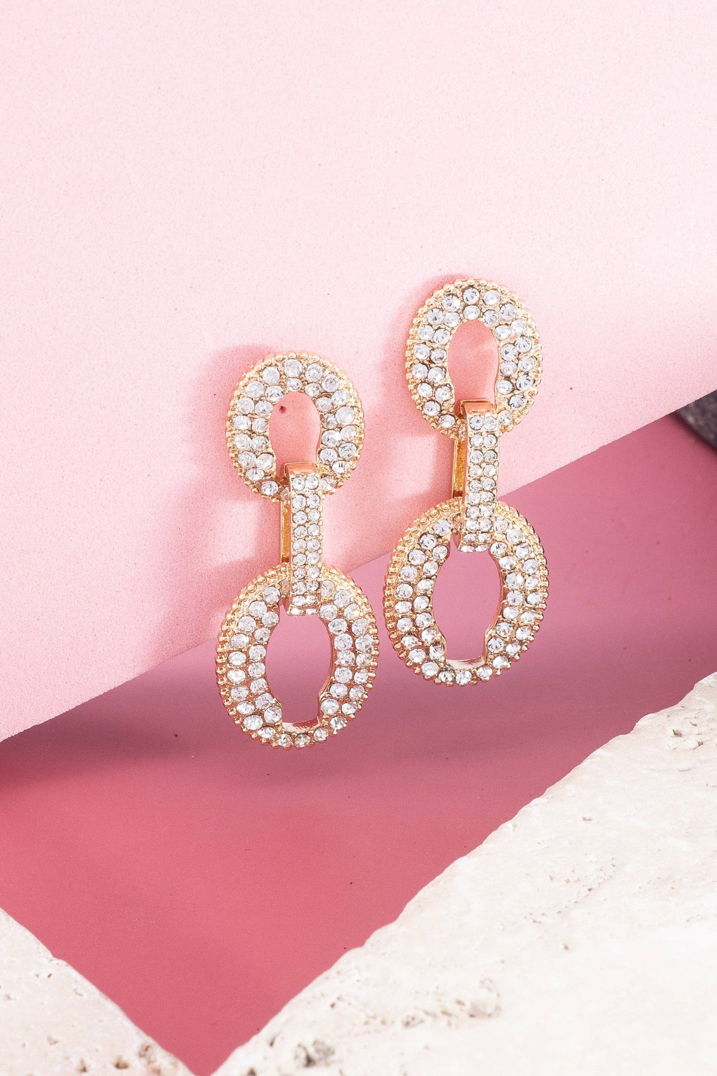 Statement Rhinestone Chain Drop Earrings