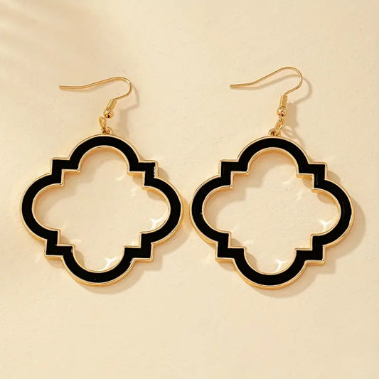 Black Hollow Geometric Shape Earrings