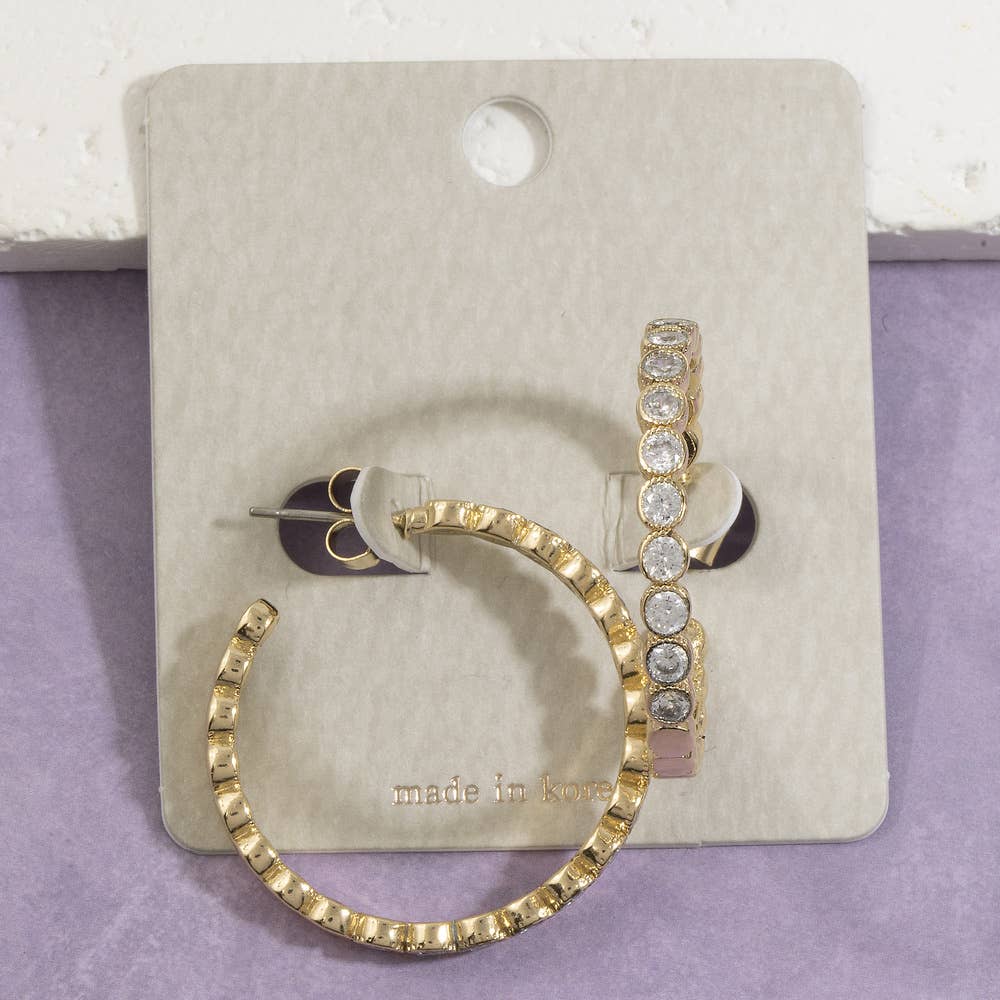 Bezel Set Hoop Earrings