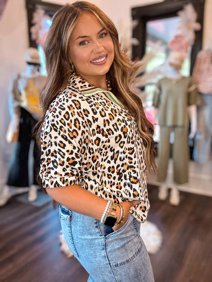 Leopard Dolman Sleeve Blouse