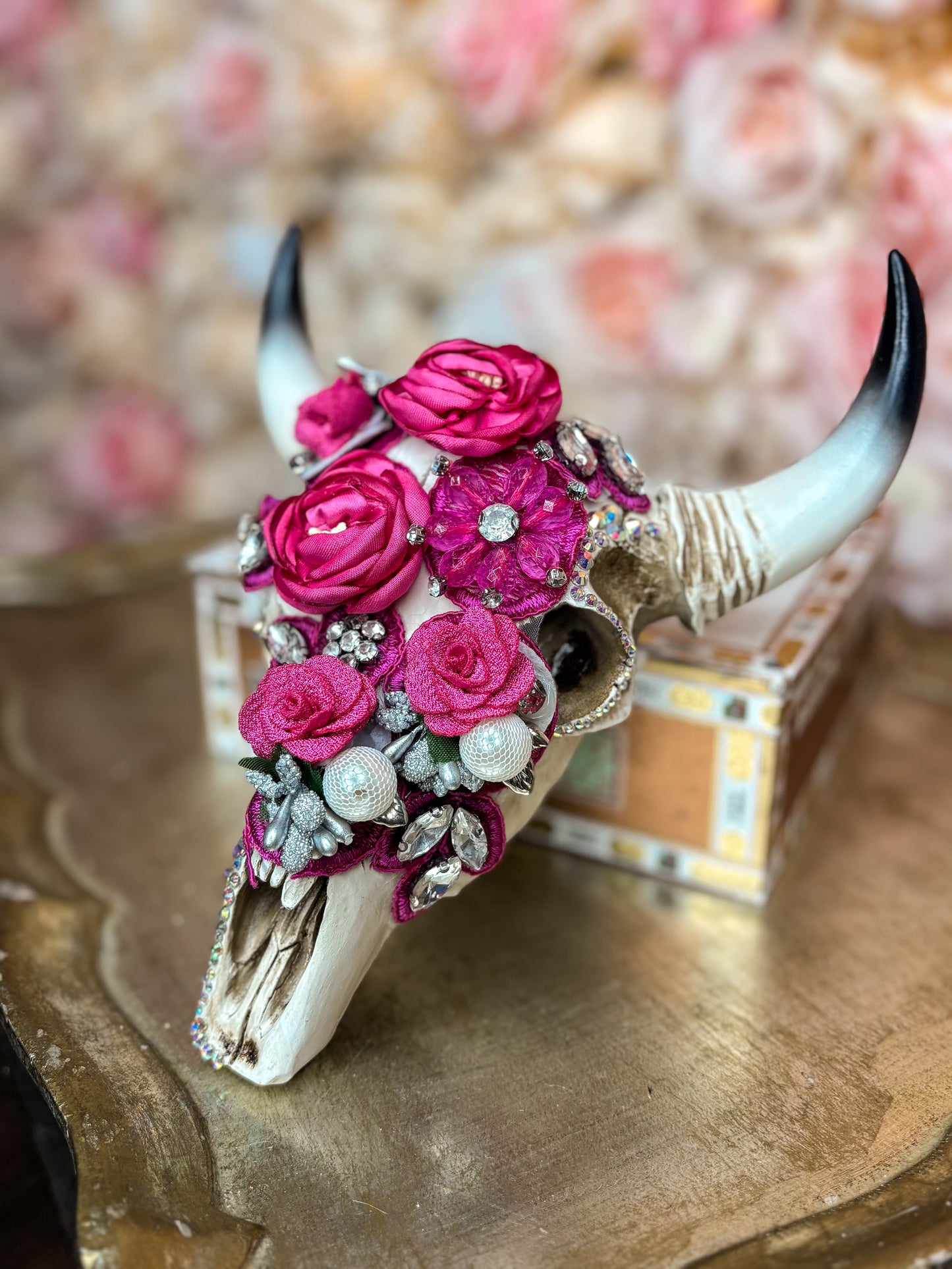 Fuchsia Bloom Wall Skull