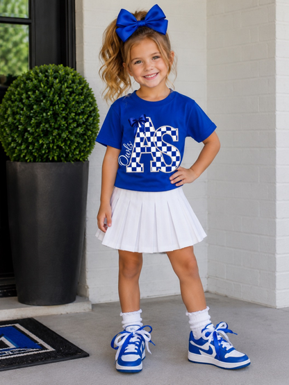 Pearl Lined Checkered School Varsity Letter Tee