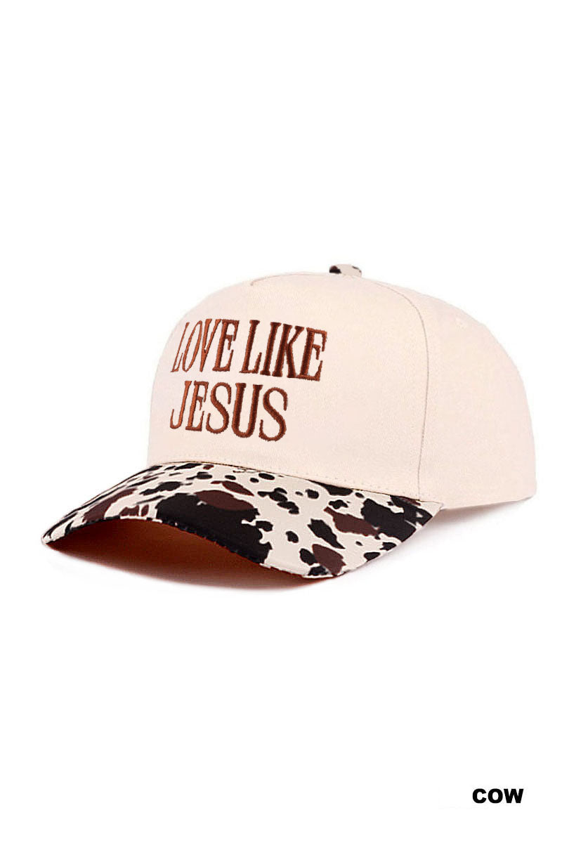 Cow Print Love Like Jesus Trucker Hat