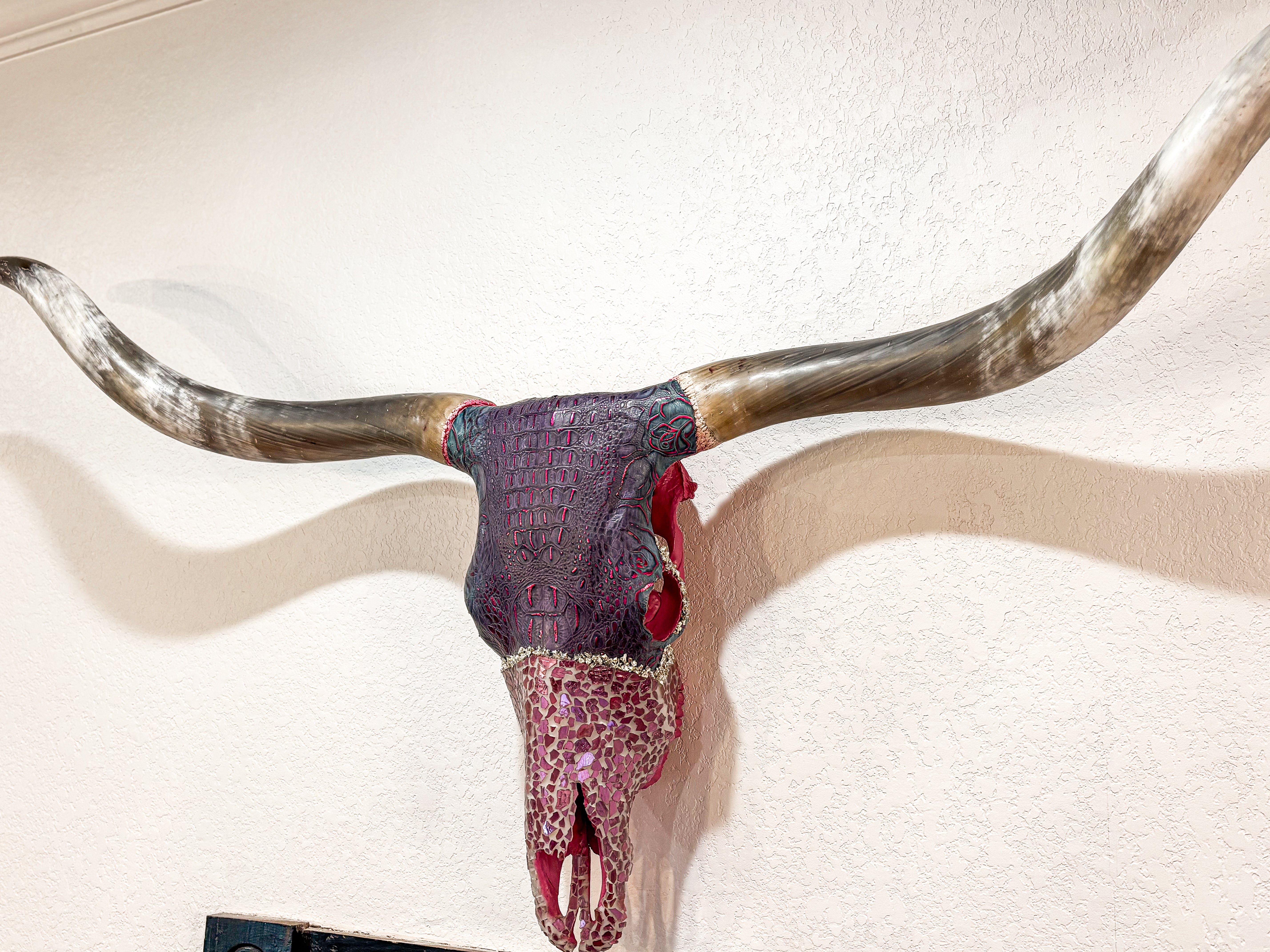 Pink Gator Lady – 62” Longhorn Statement Skull