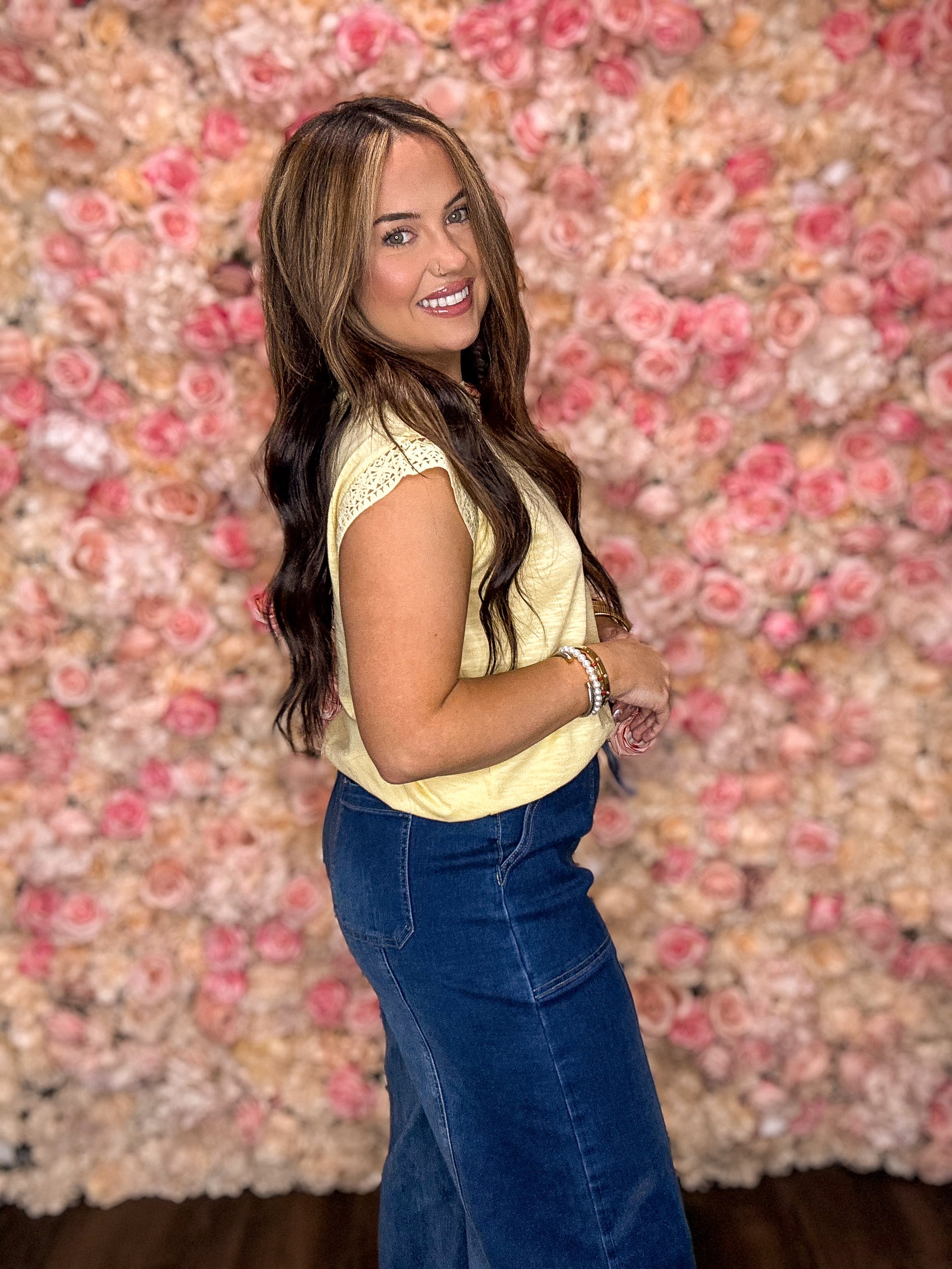 Sweet Sunshine Lace Trim Tee