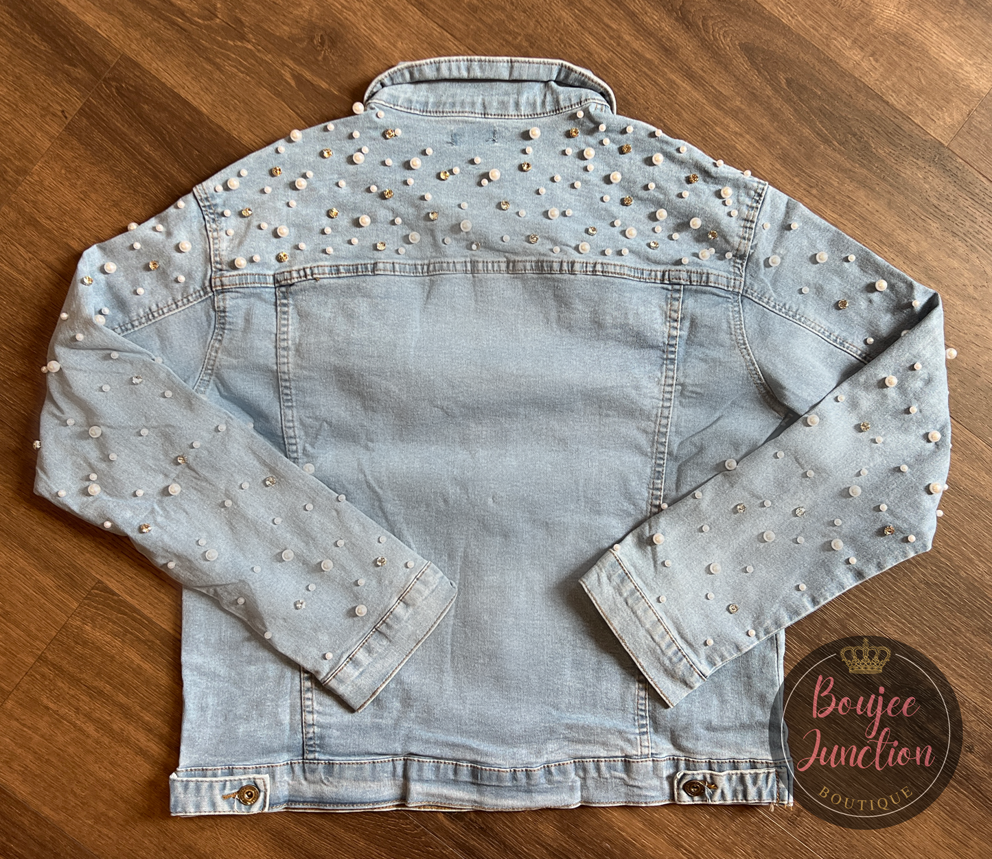 Light Wash Embellished Denim Jacket