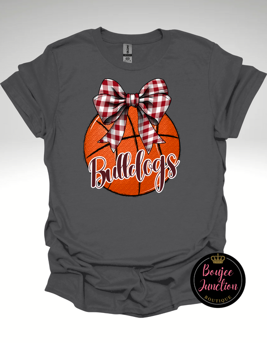 Bulldogs Checkered Bow Basketball Tee