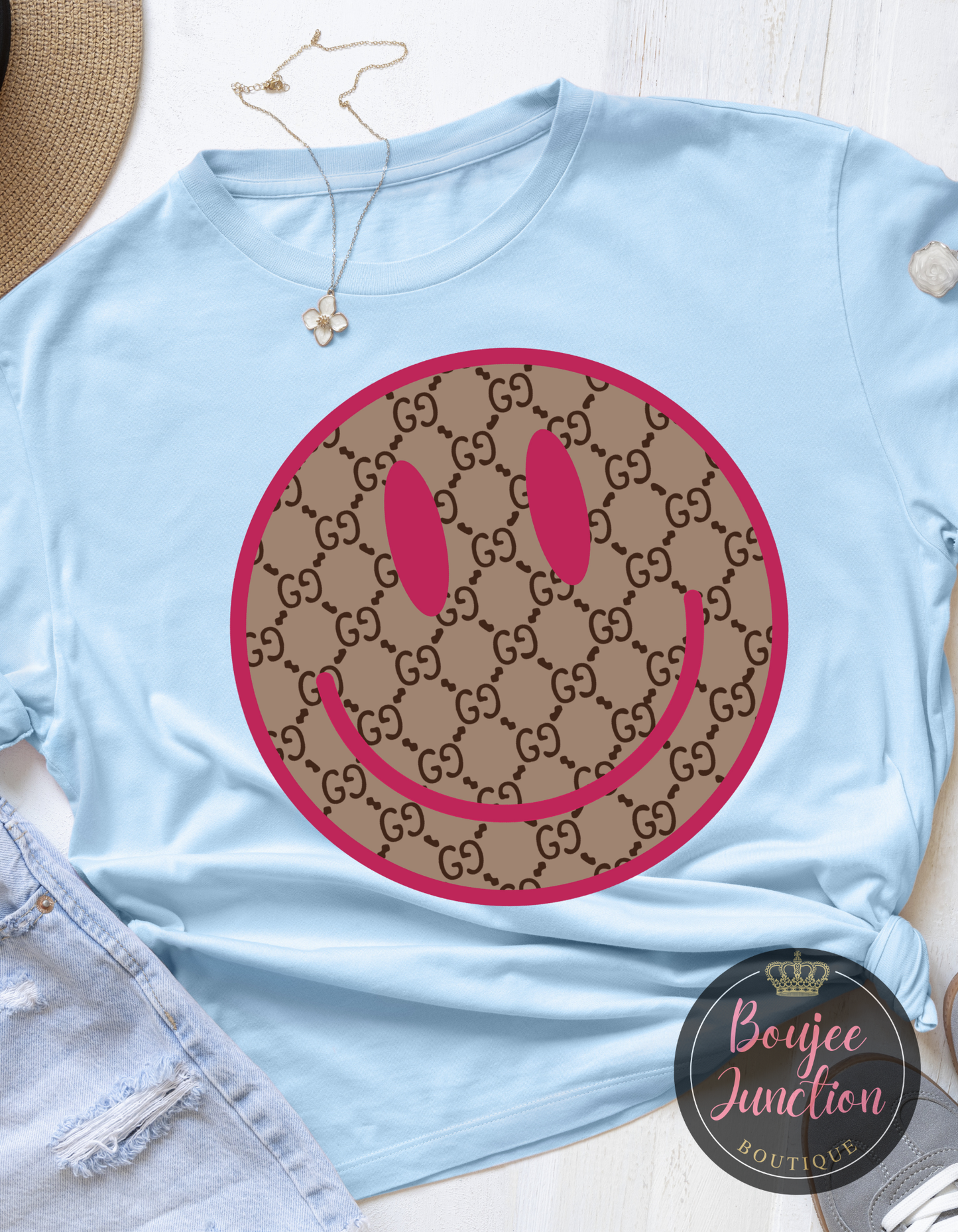 Designer Brown Smiley Transfer