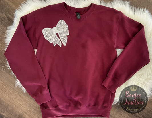 Bow Patch Crew Neck Sweatshirt