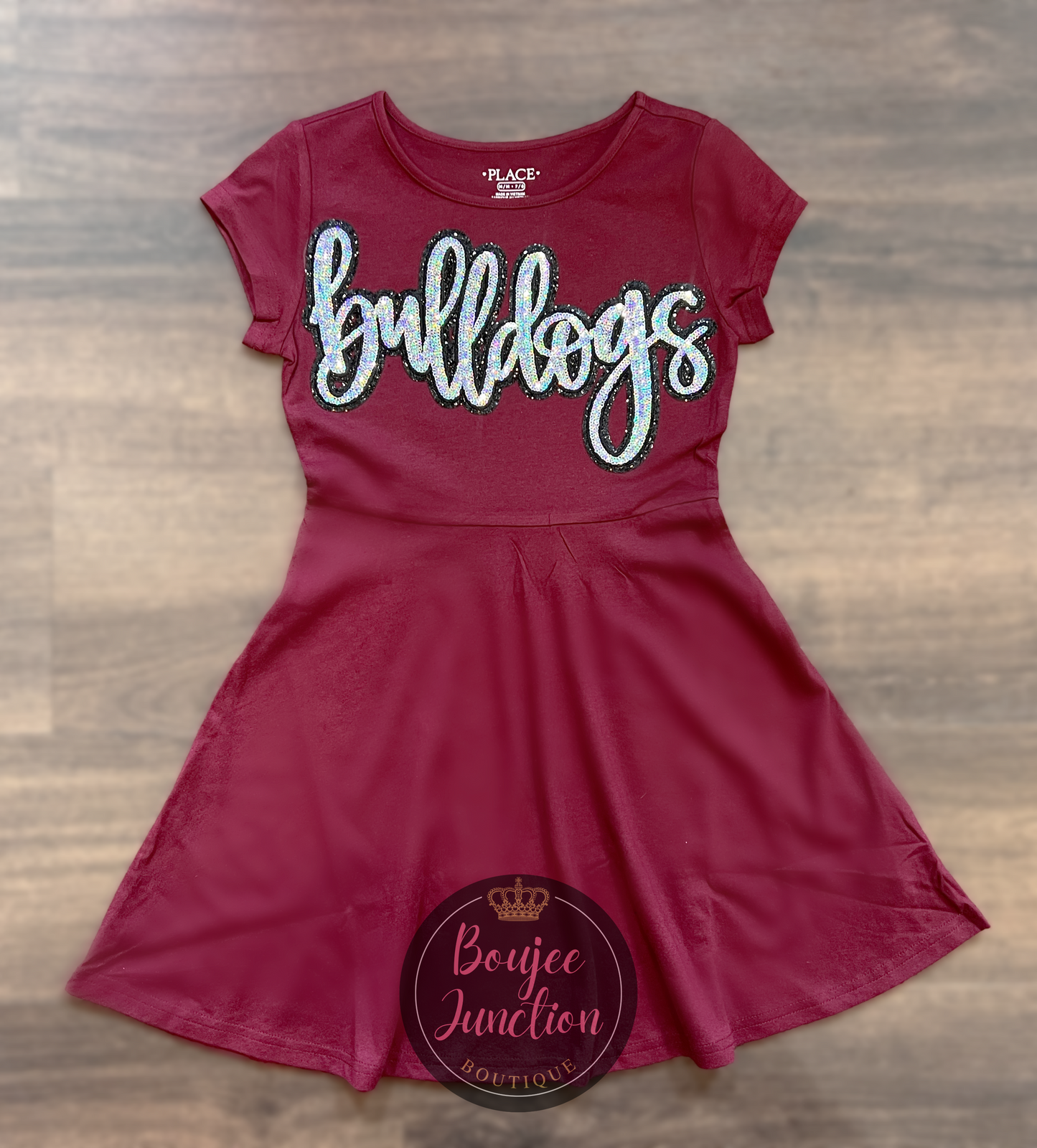 Little Bulldogs Cheer Dress in Maroon~Iola