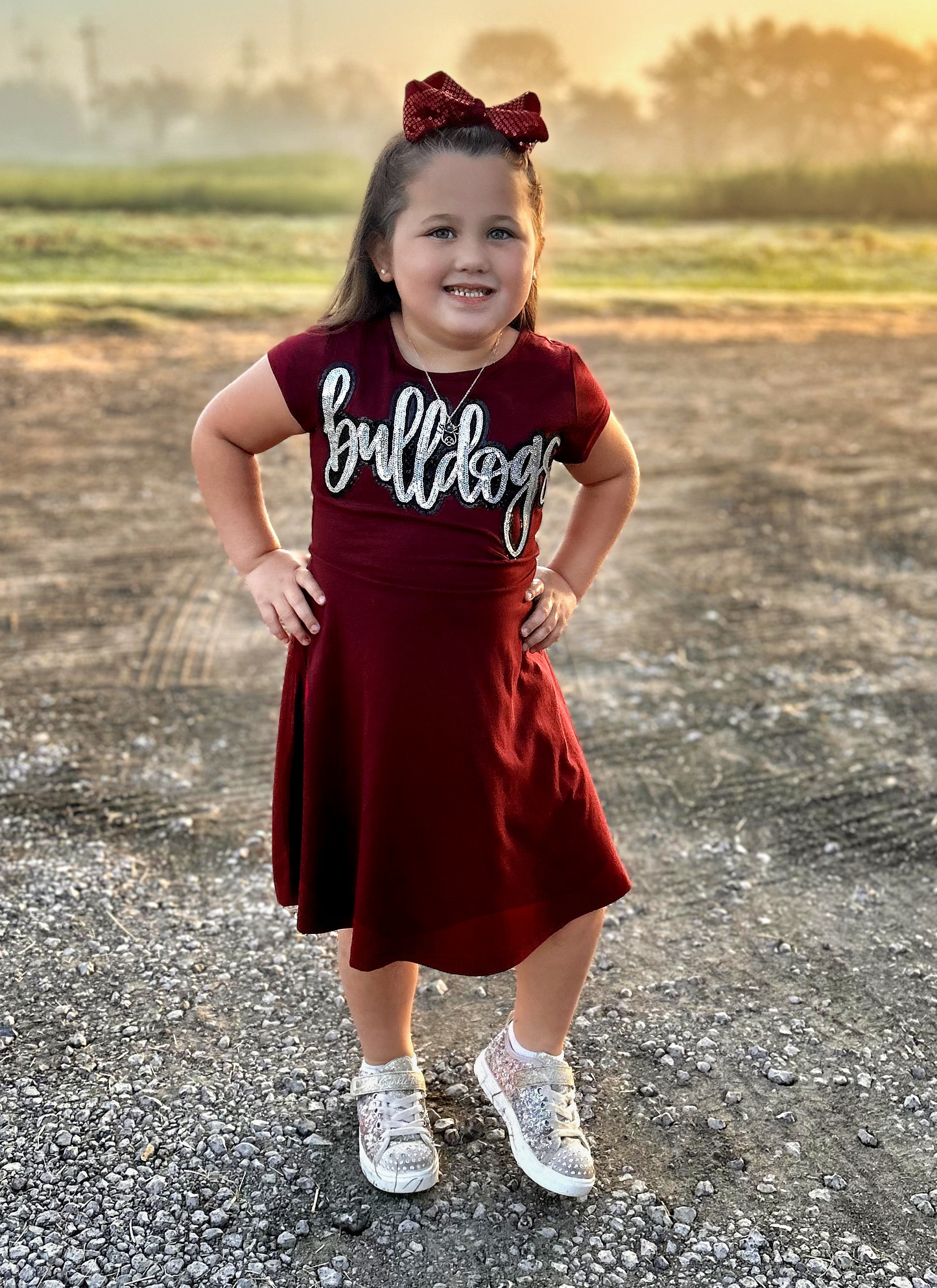 Little Bulldogs Cheer Dress in Maroon~Iola