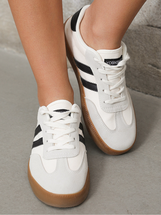 Black Striped Cream Sneakers