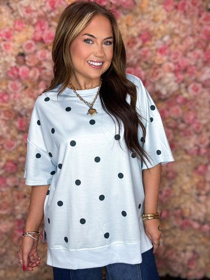 Blue Polka Dot Oversized Tee
