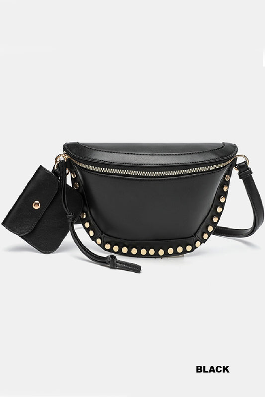 Gold Studded Bum Bag & Wallet