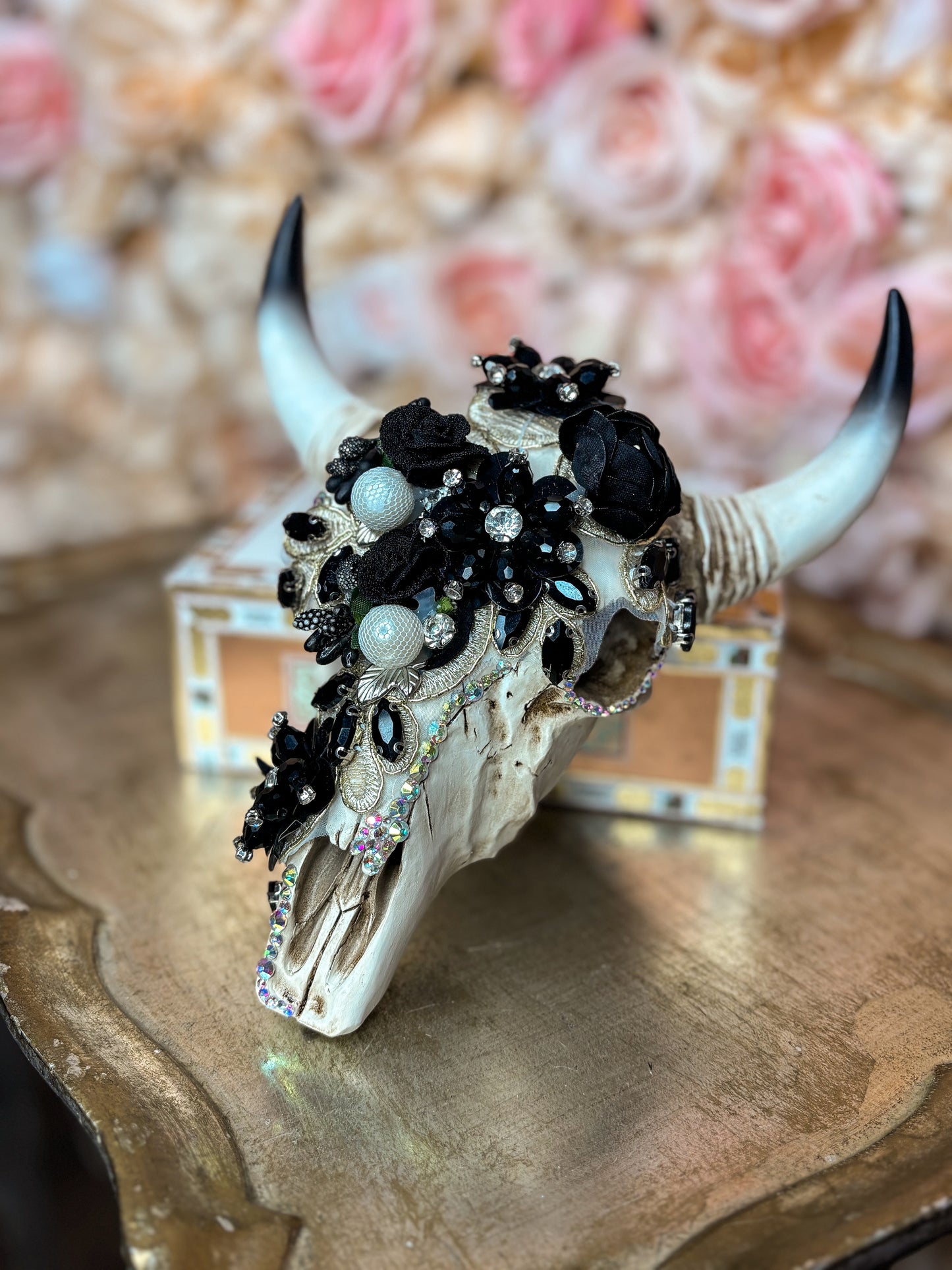 Onyx Blossom Wall Skull