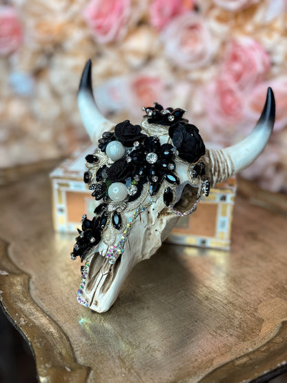 Onyx Blossom Wall Skull