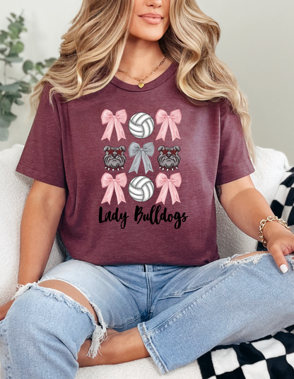 Lady Bulldogs Pink Bow Volleyball Tee