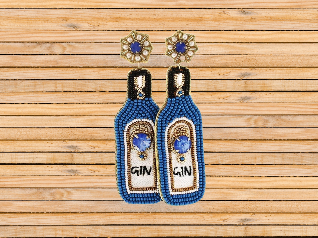 Blue Gin Bottle Earrings