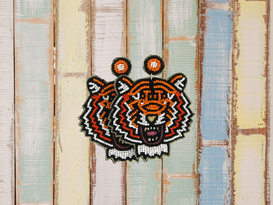 Orange Tiger Earrings