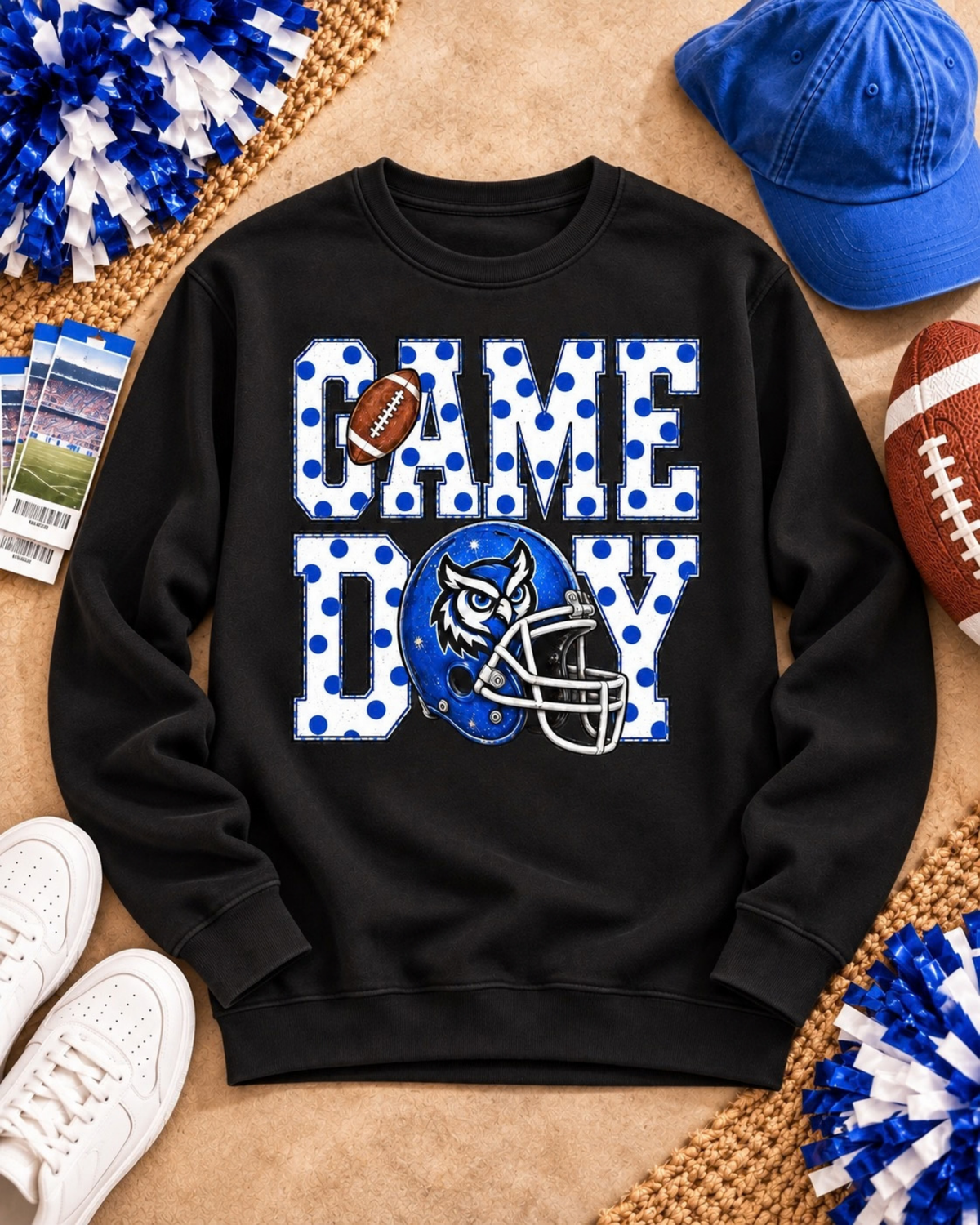 Polka Dot Game Day Owl Sweatshirt