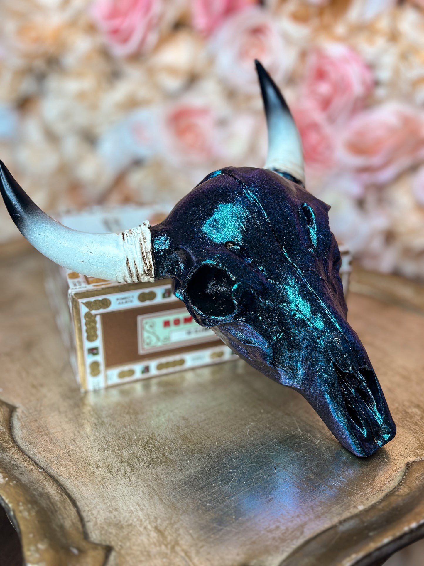 Midnight Teal Wall Skull