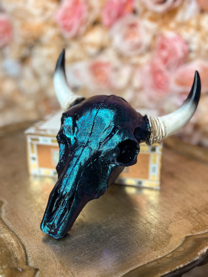 Midnight Teal Wall Skull