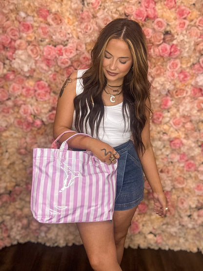 Striped PVC Tote Bags