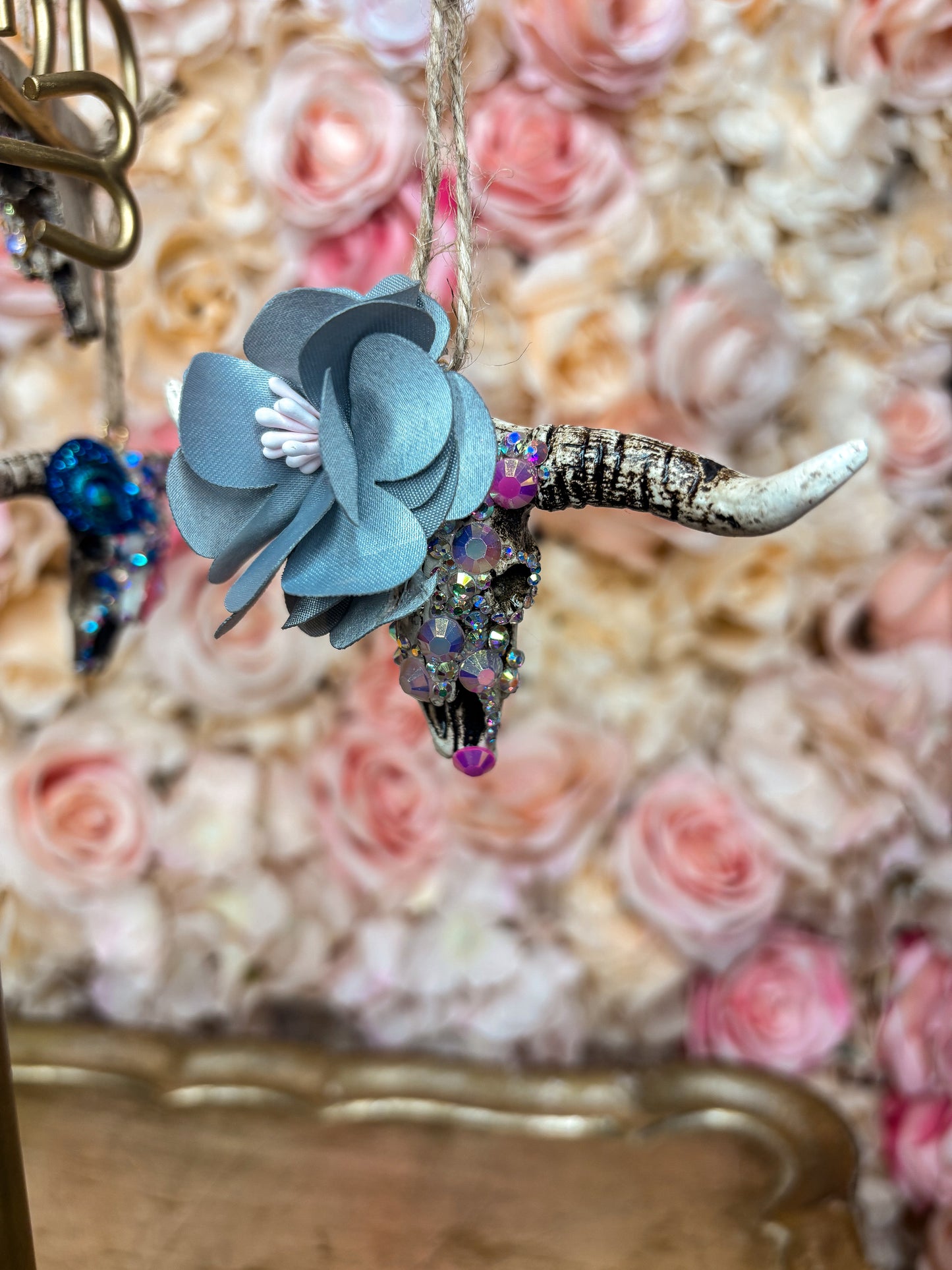 Silver Sage Bloom Mini Cow Skull