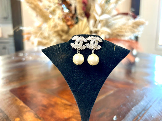 Diamond Earrings w/Pearl