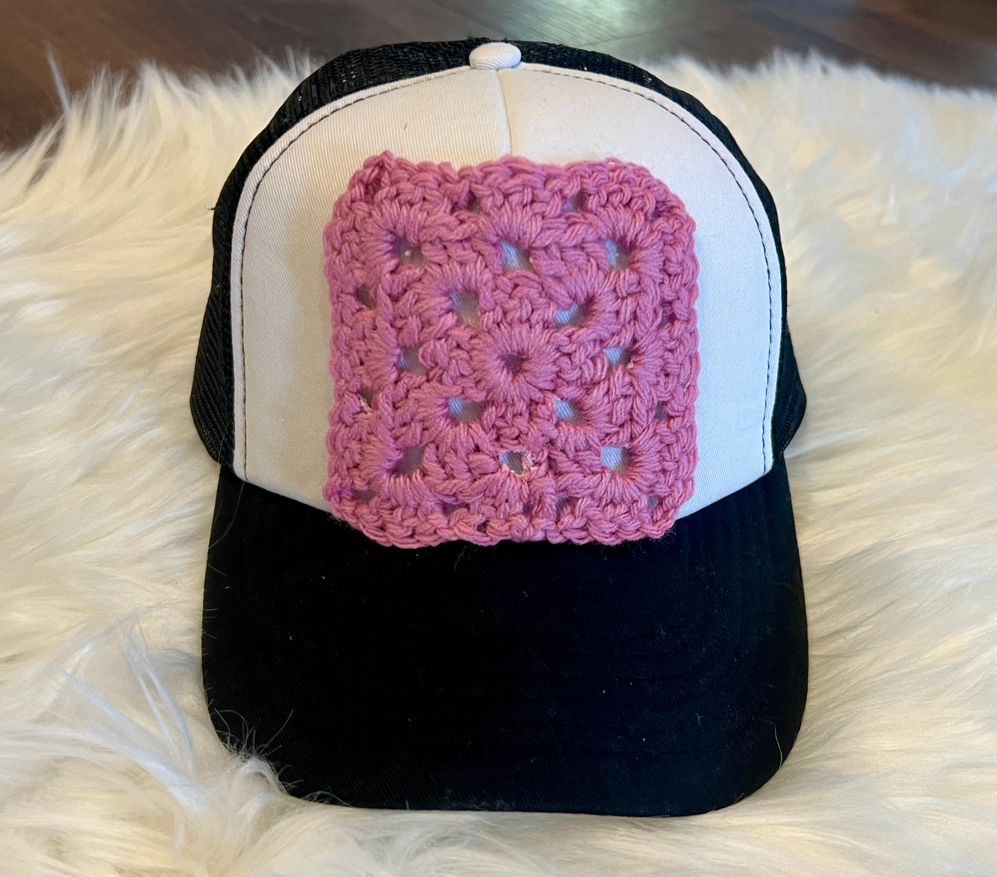 Crochet Granny Square Trucker Hat