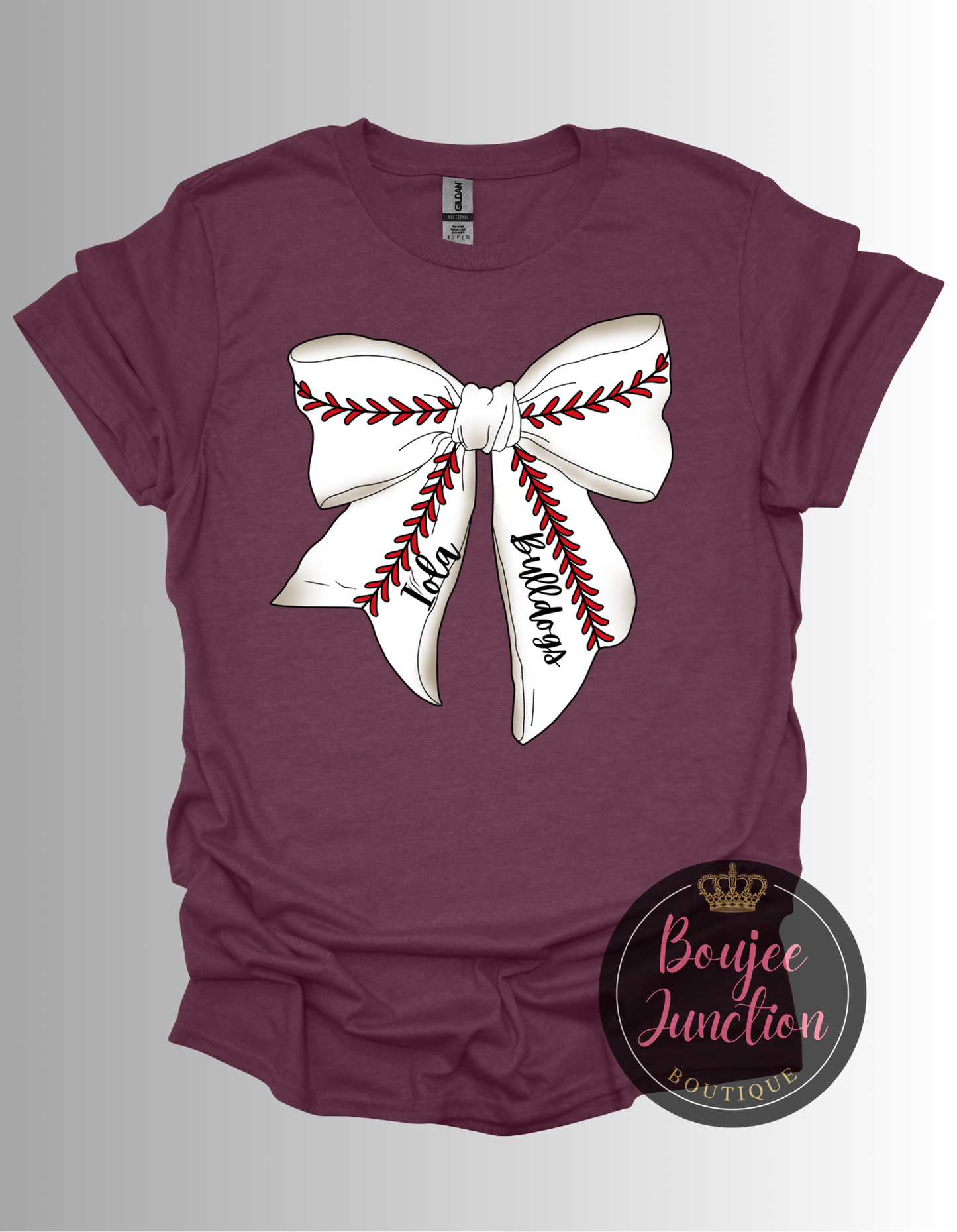 Iola Bulldog Baseball Bow Tee