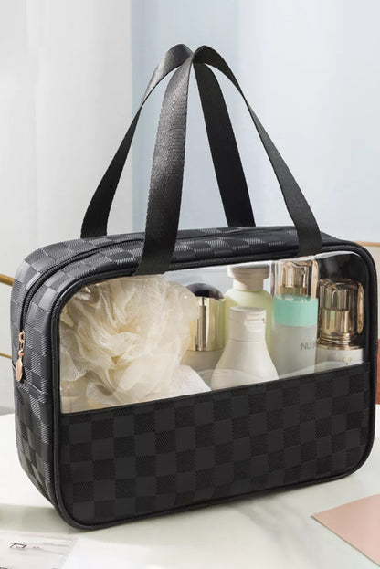 Checkered Pattern Travel Clear Bag