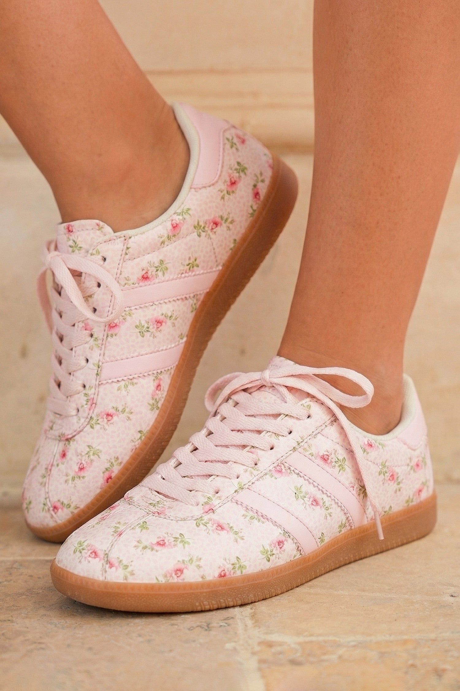 Light Pink Floral Sneakers