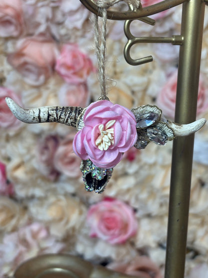 Rose Dust Rodeo Mini Cow Skull