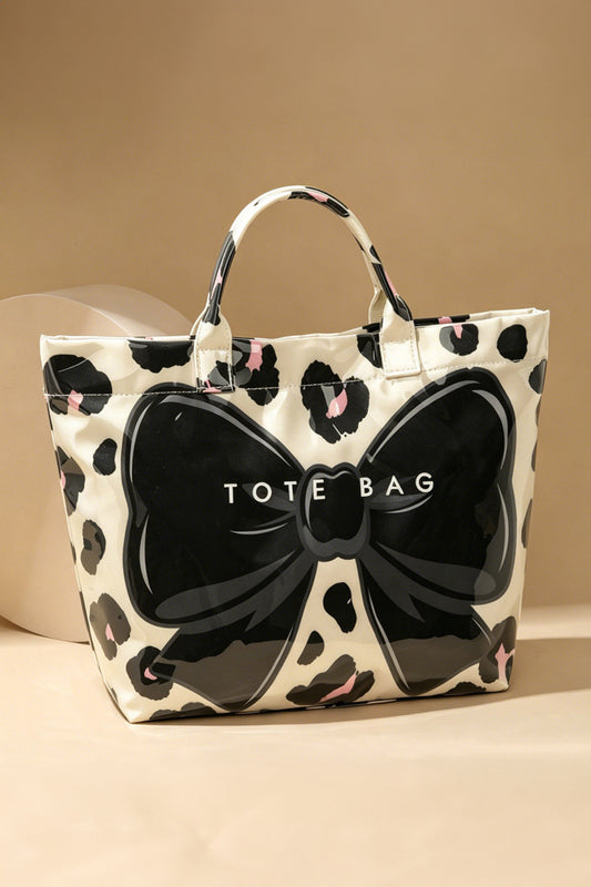 Cheetah Bow PVC Tote Bag