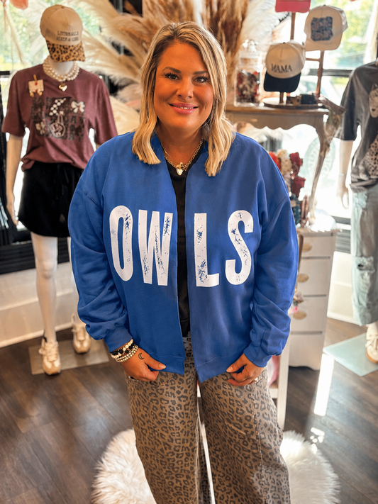 OWLS Raw Hem Cardigan Sweatshirt