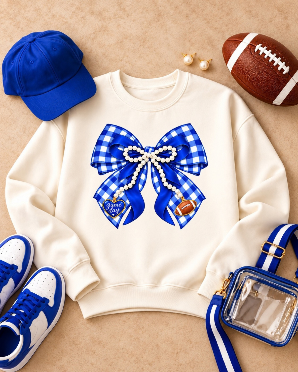Game Day Gingham Bow Sweatshirt