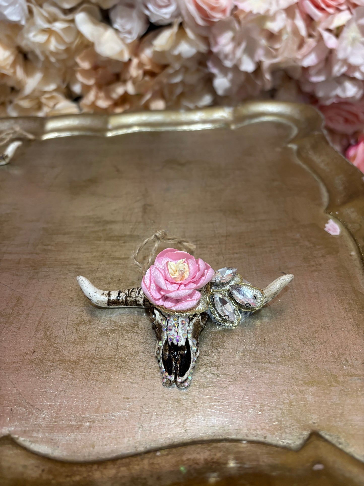Rose Dust Rodeo Mini Cow Skull
