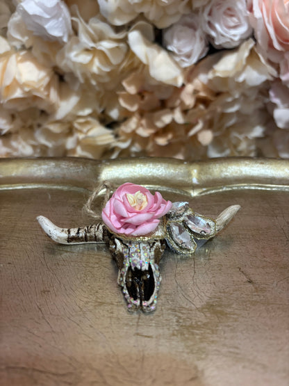 Rose Dust Rodeo Mini Cow Skull