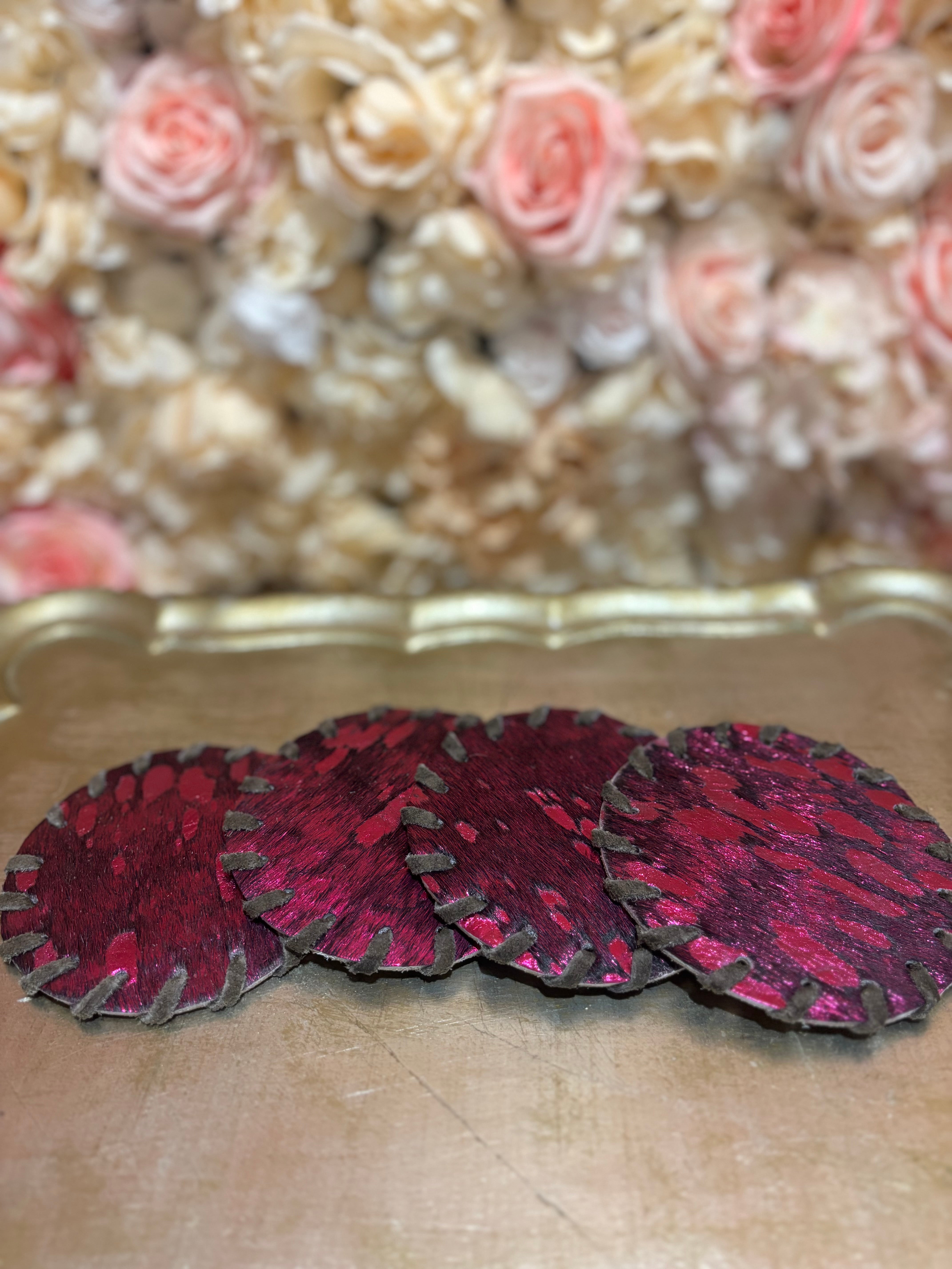 Plum Luxe Cowhide Coasters