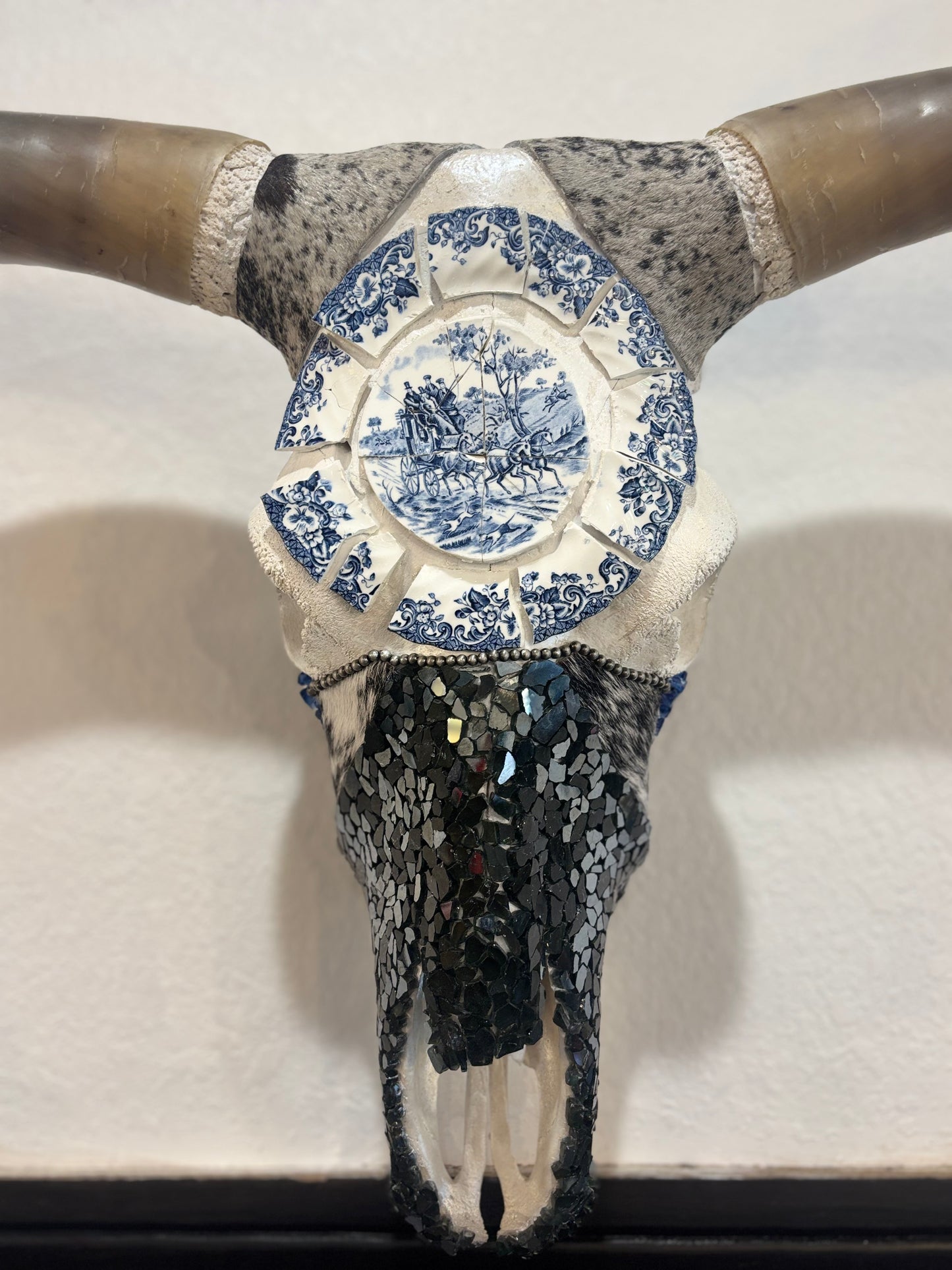 Turquoise Stardust – 54” Longhorn Statement Skull