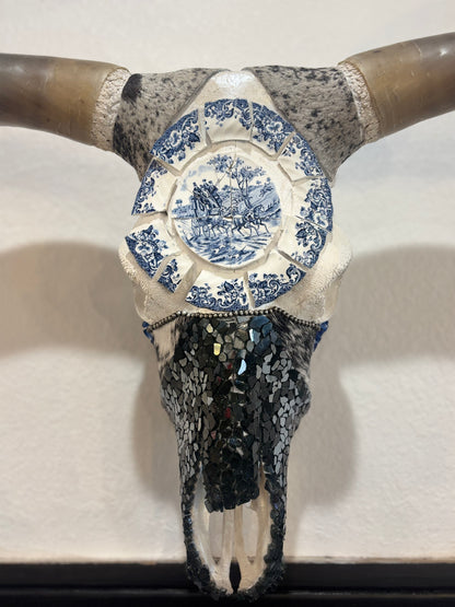 Turquoise Stardust – 54” Longhorn Statement Skull