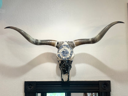 Turquoise Stardust – 54” Longhorn Statement Skull