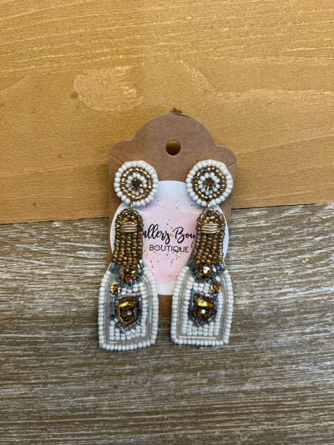 Champagne Bottle Earrings in Gold