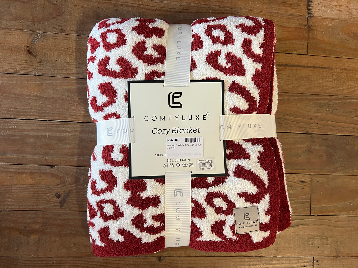 Comfy Luxe Maroon Cheetah Print Blanket
