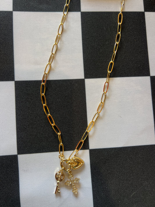 Crystal Avenue Keys To The Kingdom Goldtone Charm Pendant Necklace